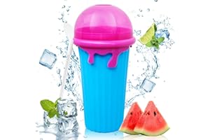 Slushy Maker, Apritsce 500 ml kubek do slushy, silikonowy kubek ze słomką i łyżeczką 2 w 1, kubek do lodów, do samodzielnego wykonania, do domowej roboty, do koktajli mlecznych, lodów, niebieski