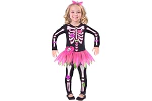 Amscan Childs Girls Fancy Bones Skeleton Halloween Fancy Dress Costume