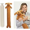 ADEPTNA Extra Long Hot Water Bottle with Sherpa Animal Character with Soft Plush Faux Fur Cover - Soft Comfortable Safe and Keep Warm