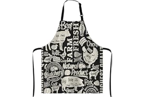 Wasach Butcher Butchery Animal Bib Apron with Adjustable Neck for Men Women,Suitable for Home Kitchen Cooking Waitress Chef Grill Bistro Baking BBQ Apron