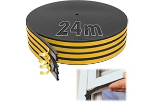 SWTYExt 24m Uszczelka do okien E-Profil Uszczelnienie okien Izolacja akustyczna Uszczelnienie drzwi Antykolizja Taśma uszczelniająca Samoprzylepna Taśma uszczelniająca Okna Czarna Uszczelka gumowa do