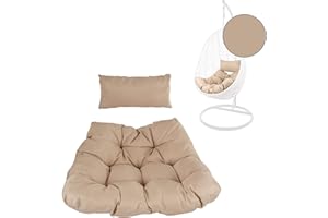Kideo® Sitzkissen für Hängesessel, Swing Chair Kissen, Ersatzkissen, Wechselkissen, 2-teilig, beige, Hellbraun (Chester-Stepp, 7007 capucchino)