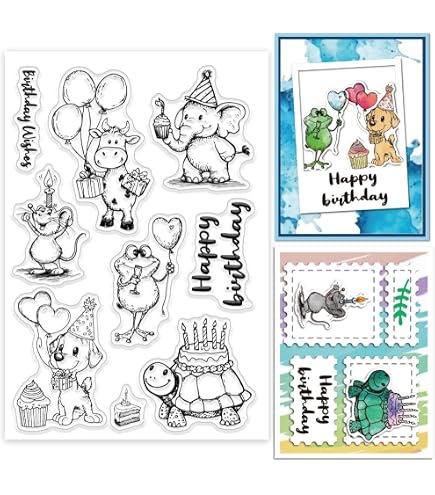 Tampon En Caoutchouc Adhésif Oiseau Amusant 22x18cm - Ensemble Avec Cadres Pour Scrapbooking Et Cartes