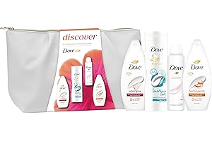 Dove Gift Set Discover Ultimate Beauty Bag Collection with two body washes, a body lotion, an anti-perspirant and a Beauty Bag perfect gifts for her 4 piece