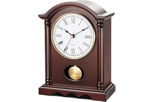 AYRELY® Classic Grandfather Mantel Clock – Elegant Wooden Finish with Gold-Tone Pendulum, Vintage Desk Clock for Living Room, Bedroom or Farmhouse Decor