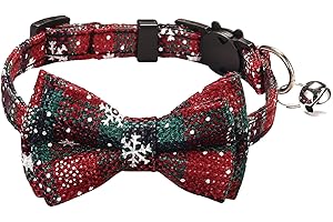 SYHSYC Collare Natalizio per Cani e Gatti Collari con Farfallino Natale Collare Regolabile con Fiocco Staccabile Decorazione natalizia per gatti per gattini e cuccioli di taglia piccola e media