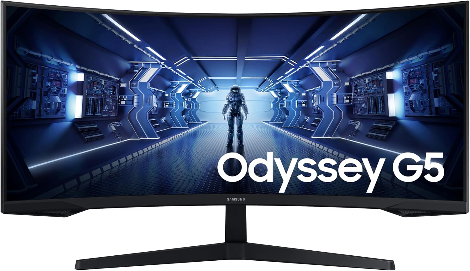 Samsung Odyssey G5 LC34G55TWWPXXU 34" 1000R Curved Gaming Monitor - 165Hz, 1ms, 1440p WQHD, Freesync Premium, HDR10, HDMI, Displayport