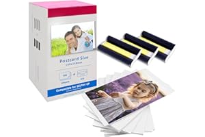 LCL Compatible avec Canon Selphy CP1500 CP1300 CP1000 CP1200 CP910 Kits de Papier Photo à Encre, 100x148 mm, 108 Feuilles de Papier et 3 Cassettes d'encre Couleur, pour Canon Selphy KP-108IN CP810