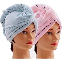 YFONG Mikrofaser-Haarturban Für Damen | Supersaugfähig | Schnell Trocknend | 2 Stück | Anti-Frizz