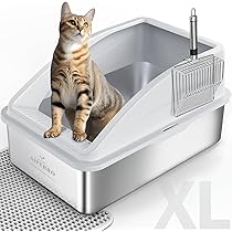 Lettiera Per Gatti PawHut XXL In Acciaio Inox - Antiodore, Facile Da Pulire, Con Paletta, 60x41x29cm - Foto 5