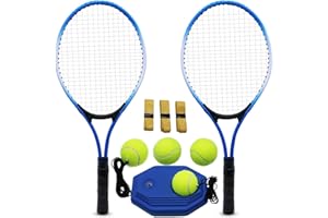 Magicorange Raquette de tennis pour adultes - 2 joueurs - Pour débutants et professionnels - Avec 4 balles de tennis, 3 surgrips, 1 sac de tennis