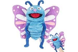 TIVUNORON Schmetterlings Handpuppe, Tierhandpuppen für Kinder, Familien Handpuppe Spielzeug mit Beweglichem Offenem Mund, Für Kindergarten Fantasievoll Lehren, Gute-Nacht-Geschichten