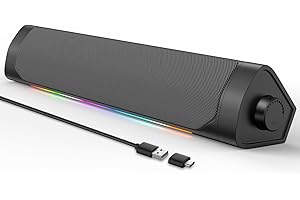 ADELGO PC Lautsprecher, 2 in 1 USB Bluetooth Lautsprecher mit RGB Beleuchtung, Soundbar Stereo Sound Computer Boxen für PC Desktop, Laptop, Handy, USB-betrieben, Plug and Play