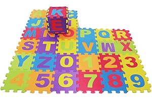 MagiDeal Kit de 36pcs Dalles Puzzle en Mousse Eva Tapis de Sol Souple Interlocking Tiles pour Enfant Bébé Kids Nursery 15x15cm