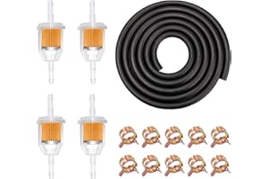 ROSYLEVE Kit Tubo Benzina Tubo Carburante da 2 Metri Tubo Carburante Diametro Interno Ø 5 mm con 10 Fascette Stringitubo e 4 Filtri Benzina per Auto, Moto, Scooter