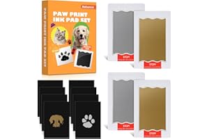 Nabance 4pcs Kit Impronta Cane Per Cani In Oro e Argento, Include 8 Fogli Di Carta da Stampa Nera Sicuro e Non Tossico Impronta Zampa Cane Regali Per Gli Amanti Degli Animali