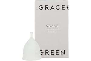 GRACE AND GREEN Grace & Green - Menstrual Cup - Reusable Period Cup – 12 Hours - Medical-Grade Silicone - Lasts 10 Years - Free from BPA - Size A - Transparent