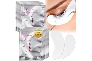 BABY MOLOVE 50 Paar Wimpernverlängerung Pads,Augenpads für Wimpernverlängerung,Wimpernpads Eye Gel Patches,Auge Gel Pads-von Wimpern,für Pro Salon Individuelle Wimpernverlängerung(Silber)