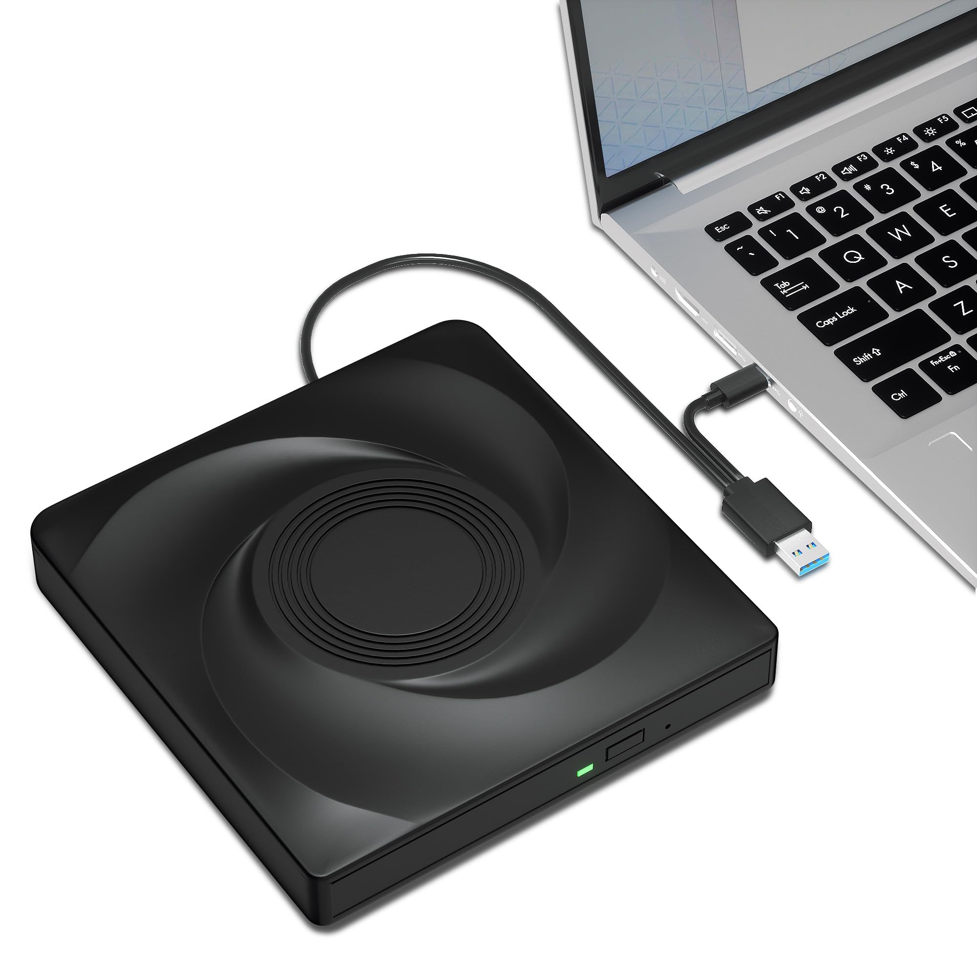 Wbacon External Blu-ray Drive, USB 3.0 Type-C Optical External DVD Drive Burner, External Bluray Burner Compatible with Windows/MacOS/Linux Laptop Desktop