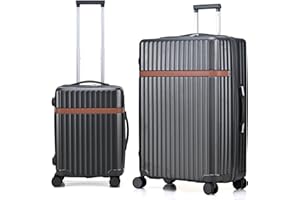 RMW Suitcase Luggage Sets 2 Piece Hard Shell Suitcases PC+ABS Lightweight Durable Travel Trolley with 4 Dual Spinner Wheels Combination Lock with Telescopic Handle (Dark Grey, Cabin 20" + Large 28")