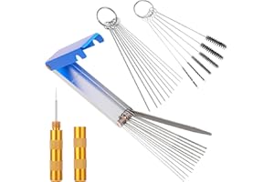 Lusofie Limpiador de carbón para carburador, juego de 13 cables de limpieza + 5 cepillos de nailon + 10 agujas de limpieza + 1 limpiador de punta afilada de antorcha, juego de herramientas de