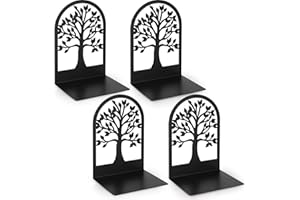 Anhow Metalowa Podpórka na Książki, 2 para Antypoślizgowe Podpórki na Książki Dekoracyjne Stopery do Książek Zakrzywiony Koniec Wzornictwo na Biurko, do Jako Dekoracji Domu, Prezent dla Studentów - Czarny