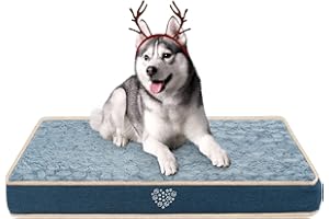 VANKEAN Tapis Lavable pour Chien (Chaud et Doux), Housse Amovible et Doublure intérieure Imperméable, Tapis Réversible pour Chien, Matelas pour Soulagement des Articulations, Marine/Gris