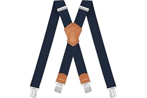 Dresime Bretelles Homme Larges Réglable Élastique Extra Fort 4 Robuste Clips, pour Hommes et femmes avec en forme X Design et Sangles Extra Larges -4cm
