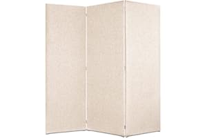 DESHOME - Separe divisorio interno dal design moderno, tessuto idrorepellente struttura in legno 3 ante - Separè divisorio paravento richiudibile pieghevole (Beige)