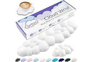 Sushret Cloud Wrist Rest Keyboard, Cloud Palm Rest Set with PU Leather Memory Foam, Cute Keyboard Rest for Wrist Support and Arm Rest, Desk Cloud Wrist Pad for PC/Gaming/Hand Cushion/Computer-White