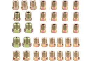 WANAONE Brake Line Fitting Kit, 35pcs Brake Line Nuts Assortment for 3/16" (19 Fittings) and 1/4" (16 Fittings) for Inverted Flares Brake Line Tube(size:35pcs)