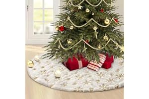 RODIVOR Weihnachtsbaumdecke 120 cm,Christbaumdecke Weiß für Schnee Christbaum Weihnachtsbaum Deko,Tannenbaum Decke mit Schneeflocke Pailletten Teppich Rund für Frohe Weihnachten Party Decke Rock Dekorationen