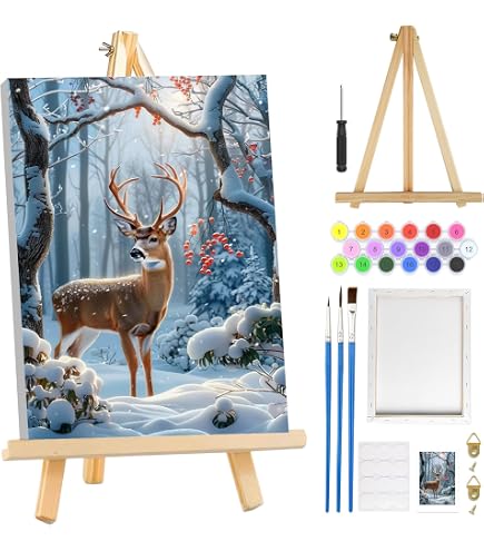 Kit Peinture Par Numéros Noël Cardinal Avec Cadre Et Chevalet 20x30cm - Loisirs Créatifs Adulte Enfant