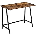 VASAGLE Computer, Writing Desk with Steel Frame, Top, Home Study Table, Easy Assembly, 50 x 100 x 75 cm, Industrial, Rustic Brown and Black LWD40X, 100x50x75cm