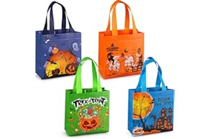 AVISKI 4 x torby na Halloween Cukierek albo psikus, torby na Halloween z uchwytami, torby na prezenty, wielofunkcyjne nietkane torby na Halloween do pakowania prezentów, cukierek albo psikus, artykuły na