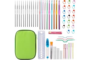 NAMOON Crochet Hook Set, 60 Pcs Crochet Needles Set with Storage Case, Ergonomic Crochet Kit with Hand Sewing Needles, Beginner Crochet Kit for Craft Art and Arthritic Hands