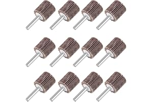 ANCIRS 12 Pack Shank Mounted Flap Wheels, 80 Grit Aluminum Oxide Mounted Abrasive Grinding Tool,1" x 1" x 1/4"