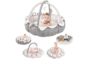 YUMBOT Tapis d’Éveil Bébé 5-en-1, 0 Mois+, Tapis de Jeux Bébé Polyvalent, 5 jouets d'activité amovibles,Tapis de Jeu pour Bébé Cadeau, Antidérapant épais