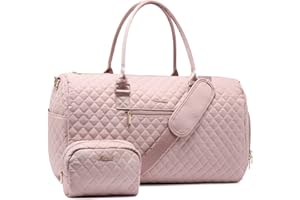 LOVEVOOK Bolsa de Viaje Mujer Bolsa Deporte con Compartimento para Calzado, Grande Travel Bag Fin de Semana, Impermeable Bolso Maternidad Maleta Bebe Hospital, Macuto Gimnasio Rosa