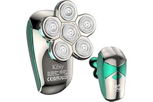 Head Shavers for Men, Kibiy Upgrade 5-in-1 Bald Head Shaver Cordless LED Mens Electric Shavers IPX7 Waterproof Wet Dry Rotary Shaver Grooming Kit with Beard Clippers,Type-C Charge (Green)