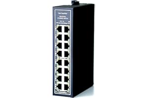 WIWAV WDH-16GT-DC 10/100/1000Mbps Switches Gigabit Industrial Ethernet de 16 Puertos no administrados con riel DIN/Montaje en Pared (Certificación UL, sin Ventilador, -30°C ~ 75°C)
