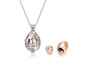 Zysta Collana Locket Gabbia con Fiori Farfalla Filigrana per Donna Collana Cremazione con Urna Portaceneri Ricordo Collana Contenitore Apribile a Goccia Medaglione per Ceneri Regalo Festa della Mamma