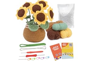 Namner Crochet Kit for Beginners, Sunflower Crochet Kits for Beginners Adults, Knitting Kit, with Crochet Hooks, Polyester Fiber Filling, Stem Wire, Stitch Markers, Hand Sewing Needles and Instruction