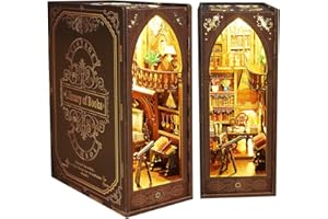 Foreverup DIY Book Nook Kit, Maison De Poupée, Miniature en Bois avec Meubles et lumière LED, Livre DIY Kit, pour Plus de 14 Ans Adolescents et Adultes, Décoration D'éTagère, Cadeau Créatif