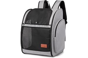 ZFSOCK Zaino Trasportino per Gatto Cani: Piccoli Animali Domestico Cane e Grande Gatti 10 KG Borsa Portatile Traspirante Pieghevole con Cinturino di Sicurezza Interno per Viaggo Campeggio - Grigio