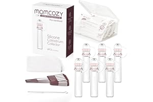 Momcozy Colostrum Collector pojemnik na mleko matki wielokrotnego użytku z etui do przechowywania i bawełnianą chusteczką, przenośny pojemnik na siarę bez BPA, wielofunkcyjny kolektor 5 ml - 6 szt