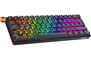Geeky GK61 60% | Hot Swap Mechaniczna Klawiatura Gamingowa | 62 Klawiszy Wielokolorowe RGB LED Podświetlenie dla Graczy na PC/Mac | ISO ES Klawiatura Hiszpańska (Czarny, Mechanical Speed Yellow)