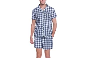Irdcomps Pigiama Uomo Cotone Estivo Corto Pigiami Due Pezzi da Uomo Set Maniche Corte Manica Comodo Abbigliamento Casual Leggero con Tasche per la Casa