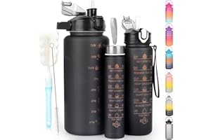 OKKLE 3 Pack Water Bottle 2L 700ML 300ML, BPA Free, Leak Proof Reusable Water Bottle, Sport Water Bottle with handle & Straw for Gym, School, Office, Outdoor
