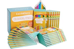 THE TWIDDLERS 24 Boxes of Colouring Pencils, 12 Pencils Per Box, 288 Total - 18cm Full Length Multipack Drawing Set, Bulk Classroom Party Bag Fillers, Art Sketching Pencils for Kids & Adults